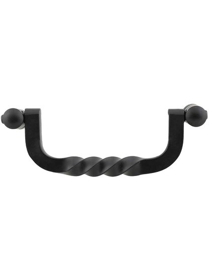 Normandy Twist Drop Pull - 4 inch Center-to-Center in Matte Black.